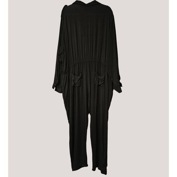 Ashley Stewart Olive Green Button-Up Jumpsuit W/ Pockets & Elastic Waist Size 24 - Picture 2 of 15